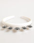Dolce & Gabbana White Satin Palladium Silver Floral Crown Tiara Headband